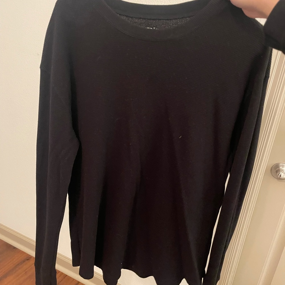 Black waffle knit sweater